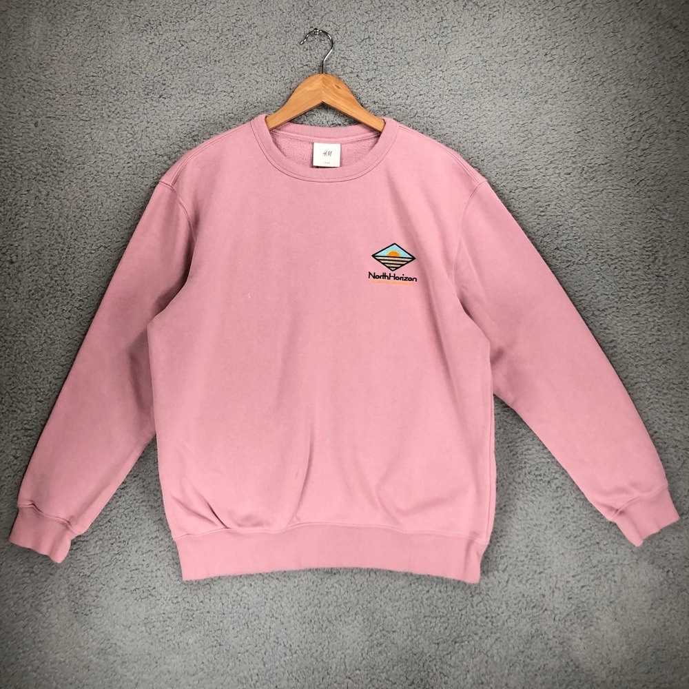 HM LOGO North Horizon Atlantic Movement Pink Fleece Sweatshirt Mens Medium